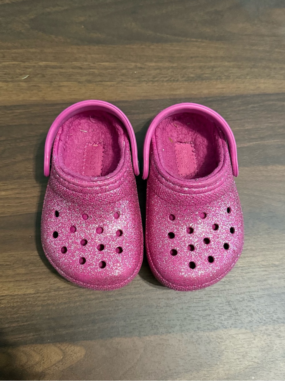Baby girl fuzzy crocs
